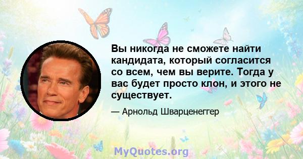 Вы никогда не сможете найти кандидата, который согласится со всем, чем вы верите. Тогда у вас будет просто клон, и этого не существует.