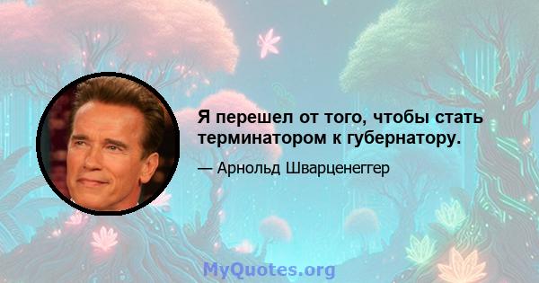 Я перешел от того, чтобы стать терминатором к губернатору.