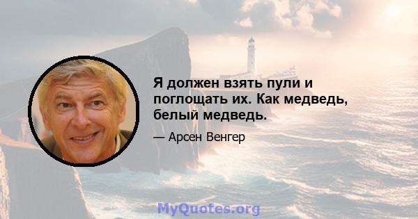 Я должен взять пули и поглощать их. Как медведь, белый медведь.