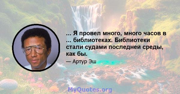 ... Я провел много, много часов в ... библиотеках. Библиотеки стали судами последней среды, как бы.