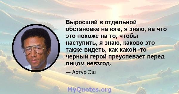 Выросший в отдельной обстановке на юге, я знаю, на что это похоже на то, чтобы наступить, я знаю, каково это также видеть, как какой -то черный герой преуспевает перед лицом невзгод.