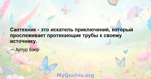 Сантехник - это искатель приключений, который прослеживает протекающие трубы к своему источнику.