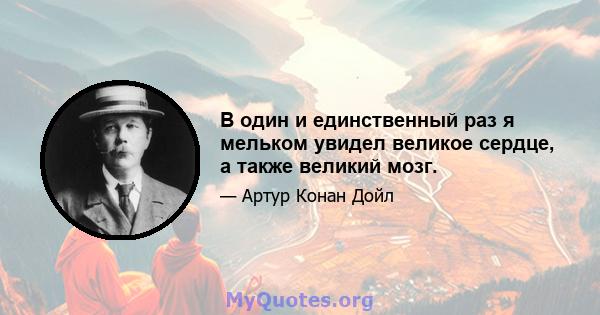 В один и единственный раз я мельком увидел великое сердце, а также великий мозг.