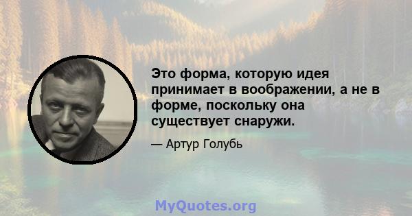 Это форма, которую идея принимает в воображении, а не в форме, поскольку она существует снаружи.