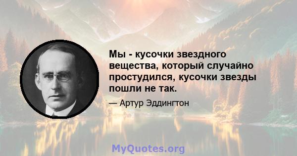 Мы - кусочки звездного вещества, который случайно простудился, кусочки звезды пошли не так.