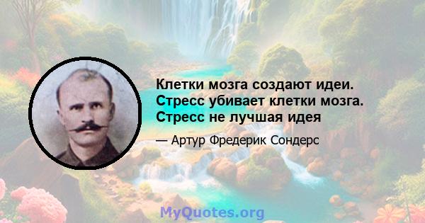 Клетки мозга создают идеи. Стресс убивает клетки мозга. Стресс не лучшая идея