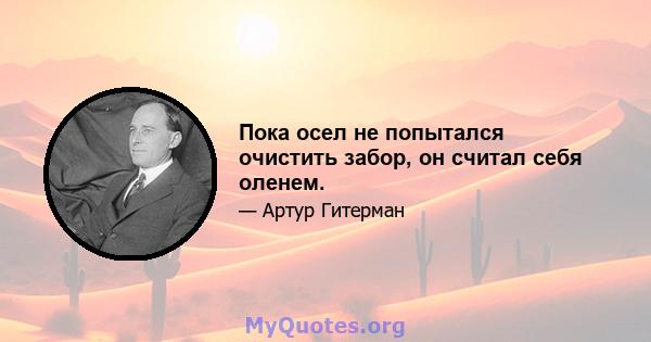 Пока осел не попытался очистить забор, он считал себя оленем.