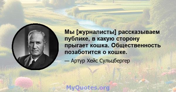 Мы [журналисты] рассказываем публике, в какую сторону прыгает кошка. Общественность позаботится о кошке.