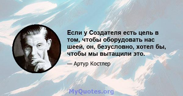 Если у Создателя есть цель в том, чтобы оборудовать нас шеей, он, безусловно, хотел бы, чтобы мы вытащили это.