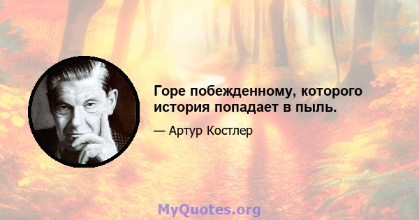 Горе побежденному, которого история попадает в пыль.