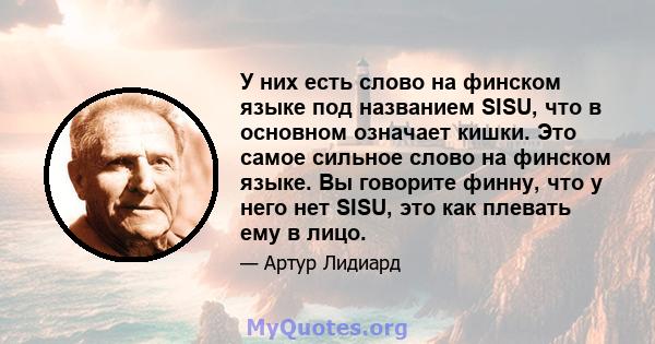 У них есть слово на финском языке под названием SISU, что в основном означает кишки. Это самое сильное слово на финском языке. Вы говорите финну, что у него нет SISU, это как плевать ему в лицо.