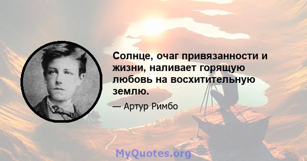 Солнце, очаг привязанности и жизни, наливает горящую любовь на восхитительную землю.