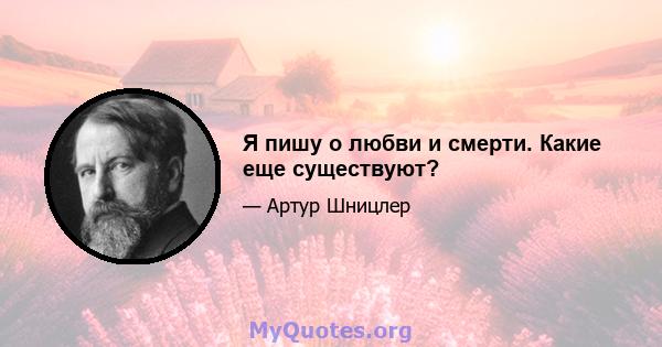 Я пишу о любви и смерти. Какие еще существуют?