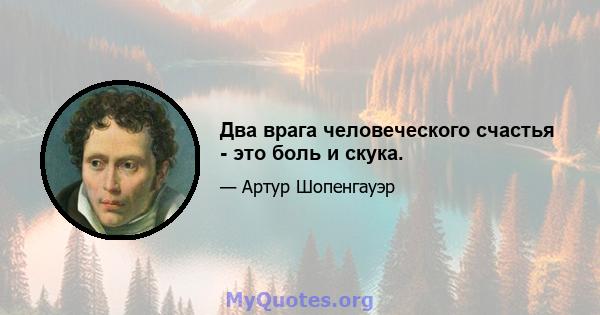 Два врага человеческого счастья - это боль и скука.