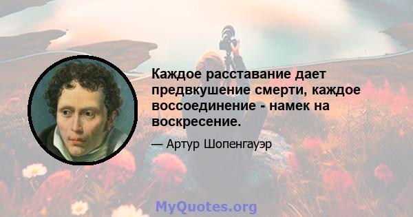 Каждое расставание дает предвкушение смерти, каждое воссоединение - намек на воскресение.