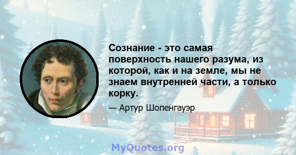 Сознание - это самая поверхность нашего разума, из которой, как и на земле, мы не знаем внутренней части, а только корку.