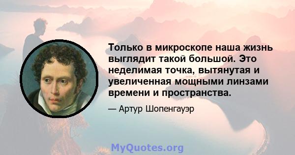 Только в микроскопе наша жизнь выглядит такой большой. Это неделимая точка, вытянутая и увеличенная мощными линзами времени и пространства.