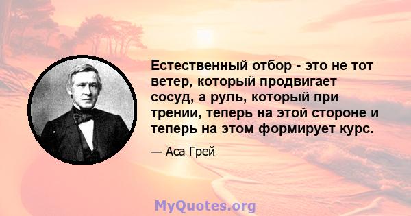 Естественный отбор - это не тот ветер, который продвигает сосуд, а руль, который при трении, теперь на этой стороне и теперь на этом формирует курс.