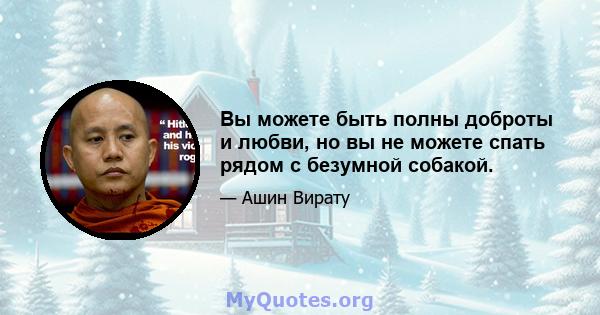 Вы можете быть полны доброты и любви, но вы не можете спать рядом с безумной собакой.