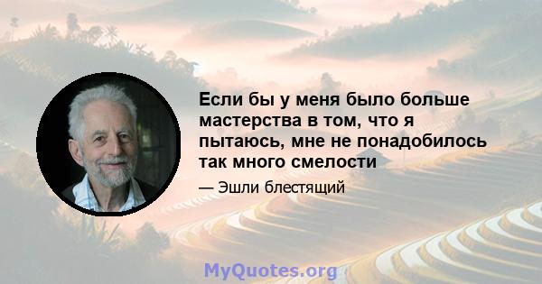 Если бы у меня было больше мастерства в том, что я пытаюсь, мне не понадобилось так много смелости