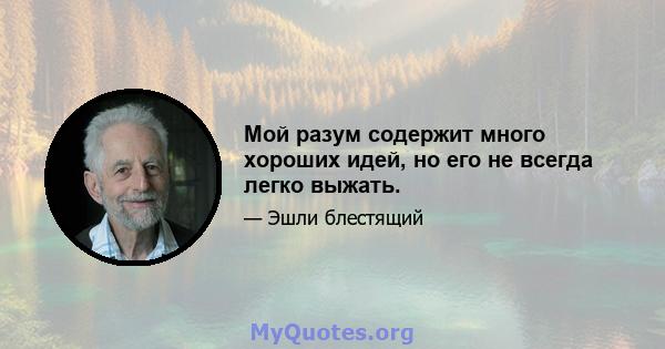 Мой разум содержит много хороших идей, но его не всегда легко выжать.