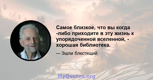 Самое близкое, что вы когда -либо приходите в эту жизнь к упорядоченной вселенной, - хорошая библиотека.