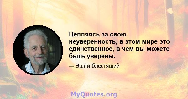 Цепляясь за свою неуверенность, в этом мире это единственное, в чем вы можете быть уверены.