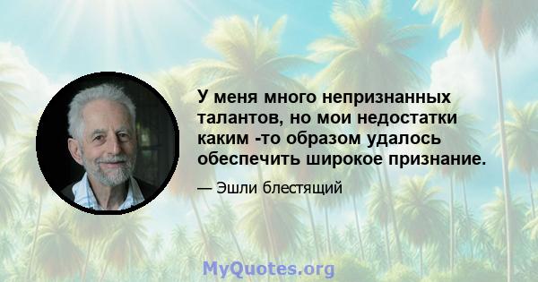 У меня много непризнанных талантов, но мои недостатки каким -то образом удалось обеспечить широкое признание.