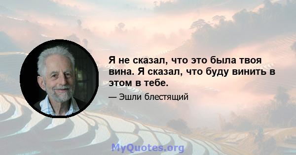 Я не сказал, что это была твоя вина. Я сказал, что буду винить в этом в тебе.