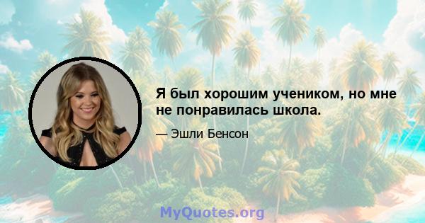 Я был хорошим учеником, но мне не понравилась школа.