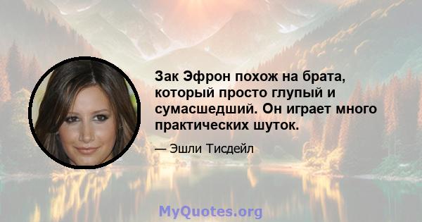 Зак Эфрон похож на брата, который просто глупый и сумасшедший. Он играет много практических шуток.