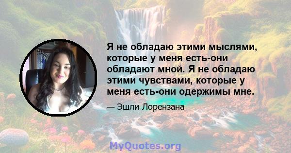 Я не обладаю этими мыслями, которые у меня есть-они обладают мной. Я не обладаю этими чувствами, которые у меня есть-они одержимы мне.