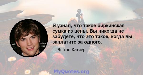 Я узнал, что такое биркинская сумка из цены. Вы никогда не забудете, что это такое, когда вы заплатите за одного.