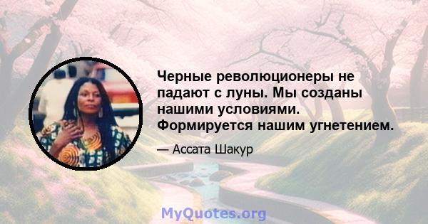 Черные революционеры не падают с луны. Мы созданы нашими условиями. Формируется нашим угнетением.