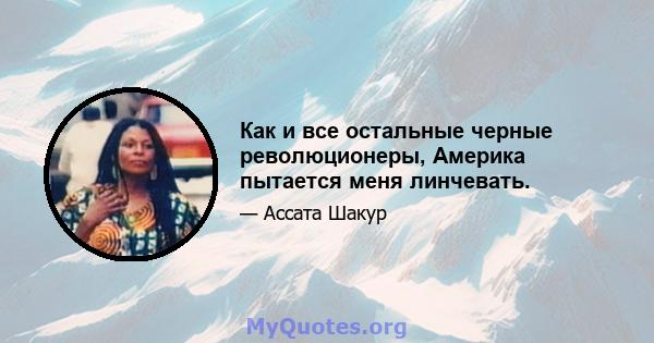 Как и все остальные черные революционеры, Америка пытается меня линчевать.