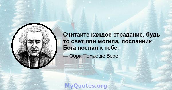 Считайте каждое страдание, будь то свет или могила, посланник Бога послал к тебе.