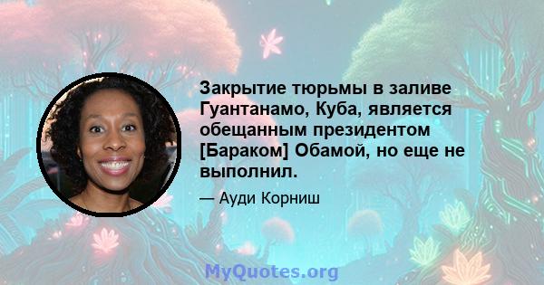 Закрытие тюрьмы в заливе Гуантанамо, Куба, является обещанным президентом [Бараком] Обамой, но еще не выполнил.