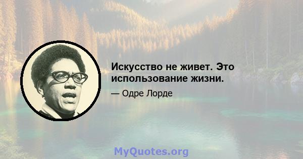 Искусство не живет. Это использование жизни.