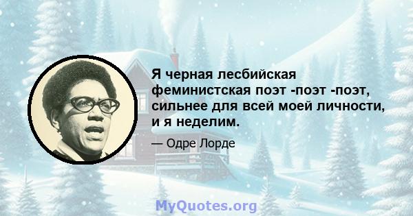 Я черная лесбийская феминистская поэт -поэт -поэт, сильнее для всей моей личности, и я неделим.