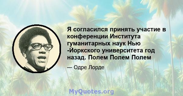 Я согласился принять участие в конференции Института гуманитарных наук Нью -Йоркского университета год назад. Полем Полем Полем