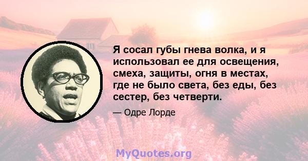 Я сосал губы гнева волка, и я использовал ее для освещения, смеха, защиты, огня в местах, где не было света, без еды, без сестер, без четверти.