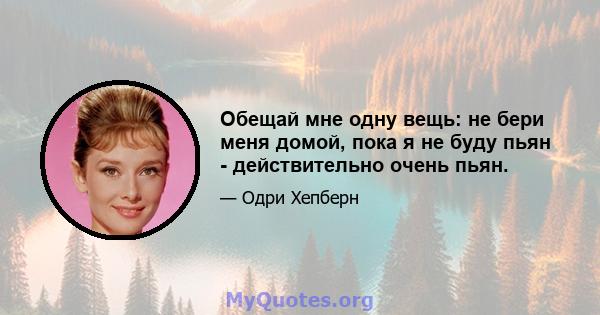 Обещай мне одну вещь: не бери меня домой, пока я не буду пьян - действительно очень пьян.