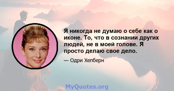 Я никогда не думаю о себе как о иконе. То, что в сознании других людей, не в моей голове. Я просто делаю свое дело.