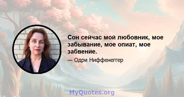 Сон сейчас мой любовник, мое забывание, мое опиат, мое забвение.