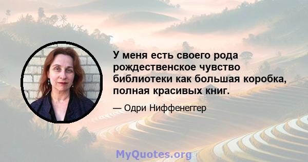 У меня есть своего рода рождественское чувство библиотеки как большая коробка, полная красивых книг.