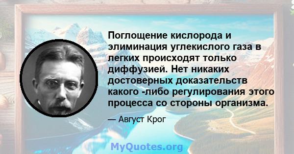 Поглощение кислорода и элиминация углекислого газа в легких происходят только диффузией. Нет никаких достоверных доказательств какого -либо регулирования этого процесса со стороны организма.