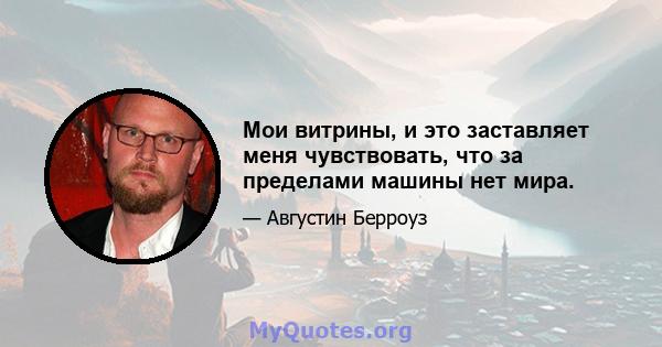 Мои витрины, и это заставляет меня чувствовать, что за пределами машины нет мира.