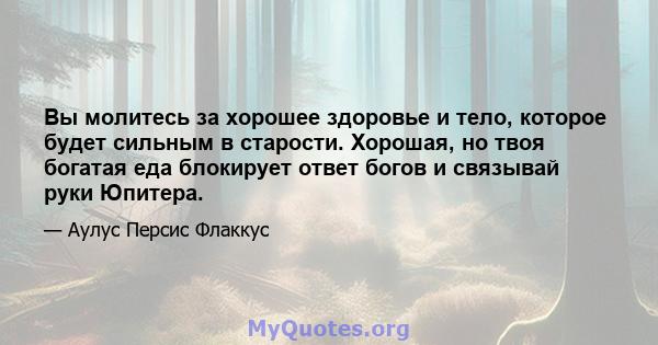 Вы молитесь за хорошее здоровье и тело, которое будет сильным в старости. Хорошая, но твоя богатая еда блокирует ответ богов и связывай руки Юпитера.