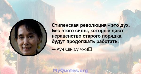 Стипенская революция - это дух. Без этого силы, которые дают неравенство старого порядка, будут продолжать работать.