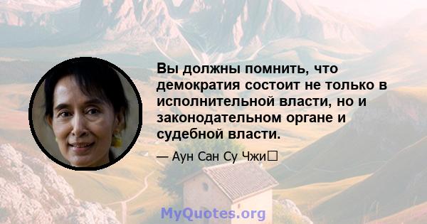 Вы должны помнить, что демократия состоит не только в исполнительной власти, но и законодательном органе и судебной власти.